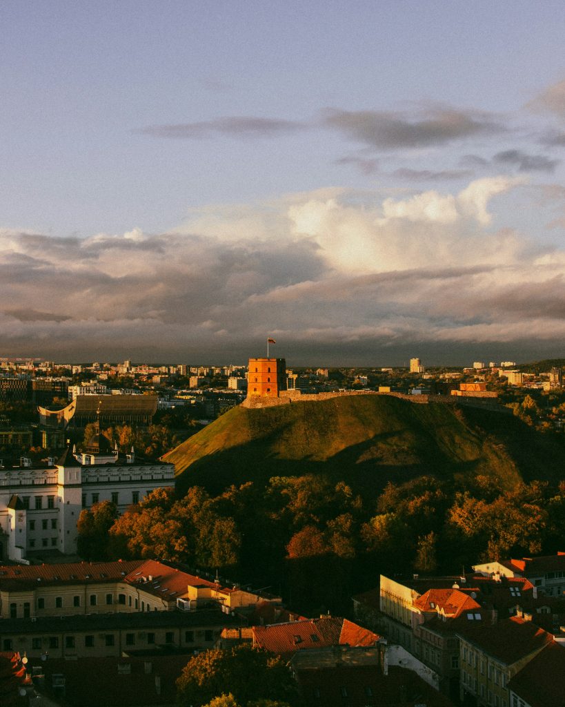 Gediminas Tower overlooking Vilnius in autumn
