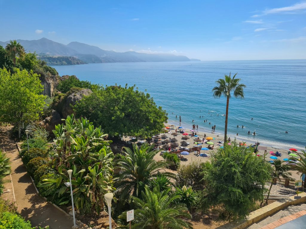 Beach and coastline of Málaga with Mediterranean Sea view