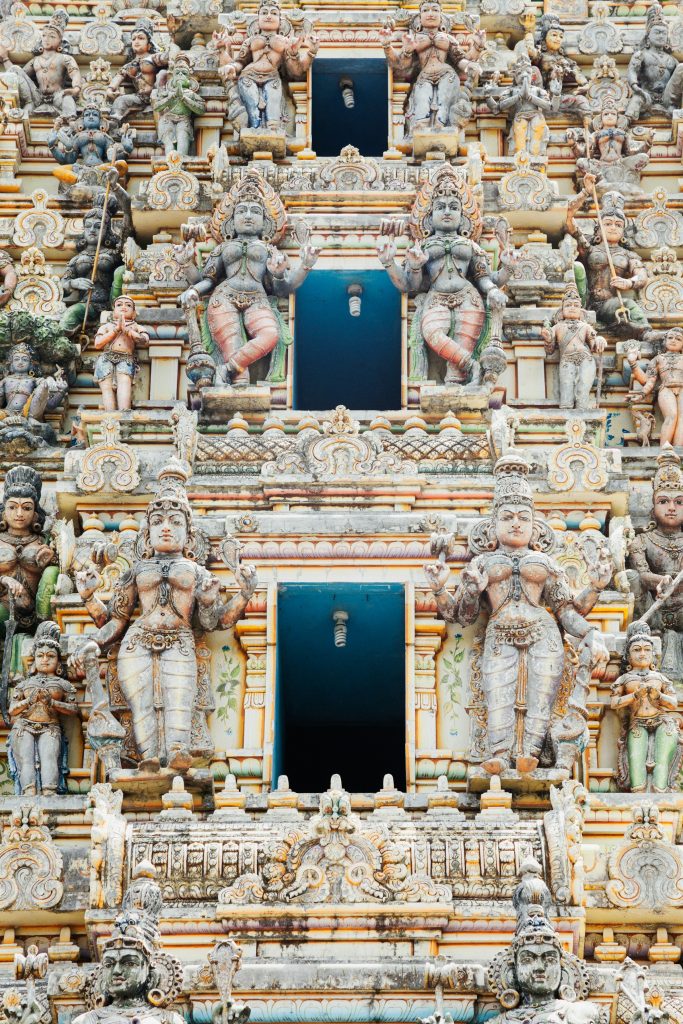 Sri Muththumari Amman Kovil gopuram in Nuwara Eliya, Sri Lanka - colorful Hindu temple sculptures
